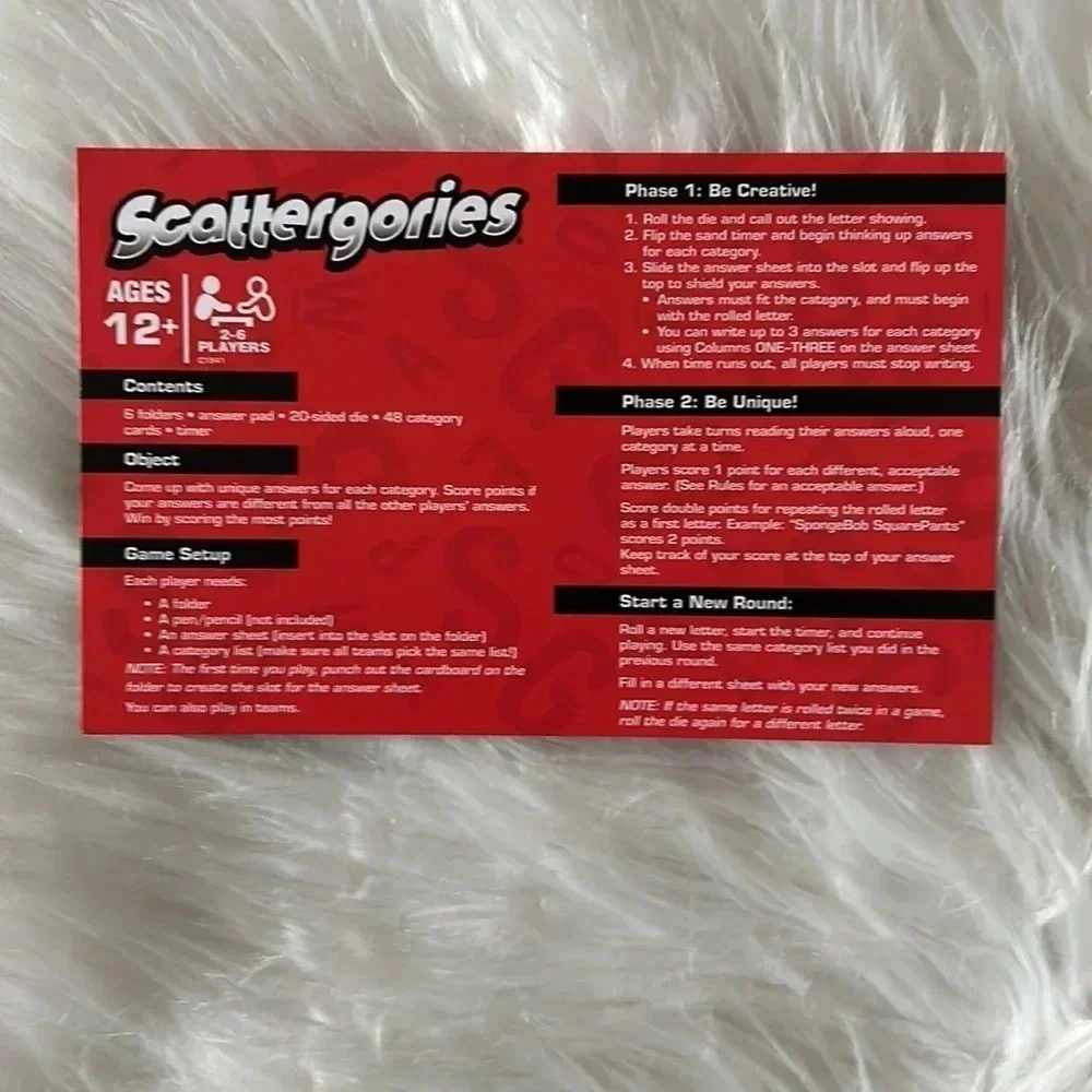 Hasbro gaming classic Scattegories Game party board game Ages 12 and up